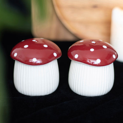 Mushroom Shaped Salt and Pepper Ceramic Shakers