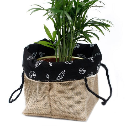 Natural Jute Cotton Gift Bag - Black Lining
