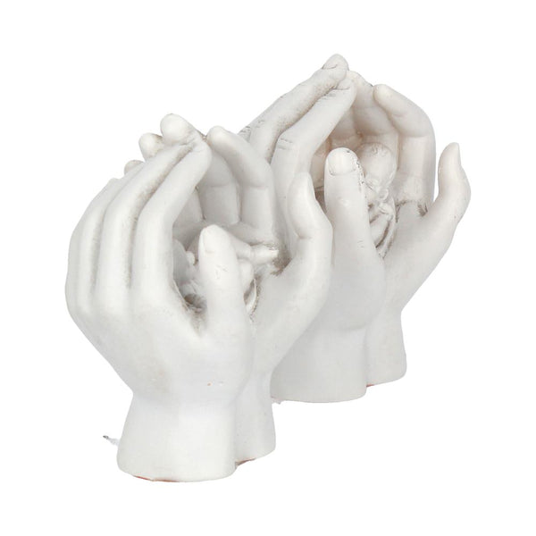 Set of Two Small Shelter 7cm Baby in Cradled Hands Figurines