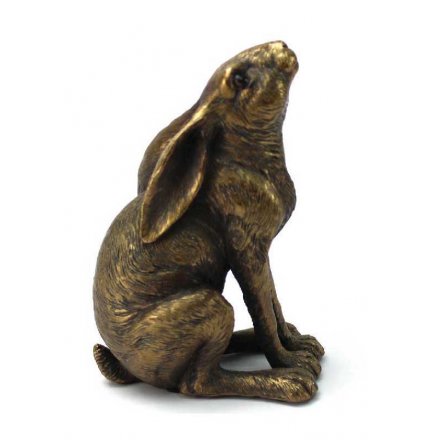 Bronze Gazing Hare 12cm