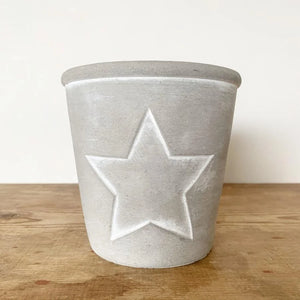 Cement Pot White Star Outline, 13cm