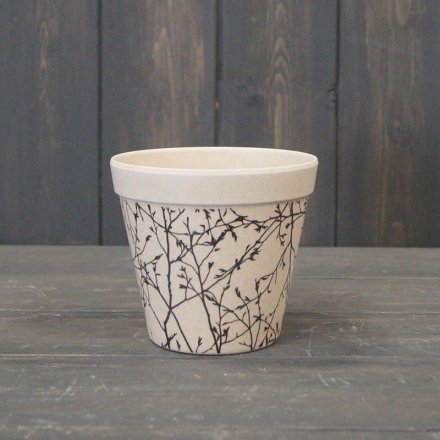 Flower Pot With Silhouette Branch Design, 11cm