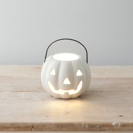 White Pumpkin Lantern, 11cm