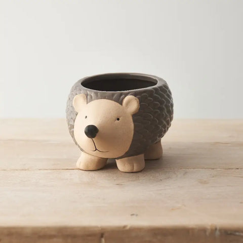 Grey Hedgehog Planter, 17.5cm