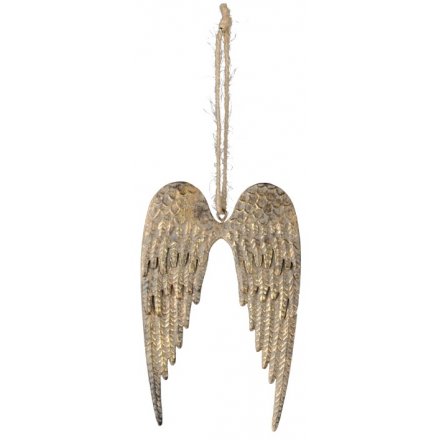 Rustic Gold Hanging Wings, 14.5cm