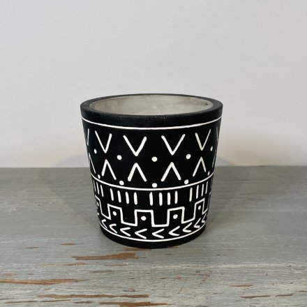 Black and White Aztec Planter, 10.5cm