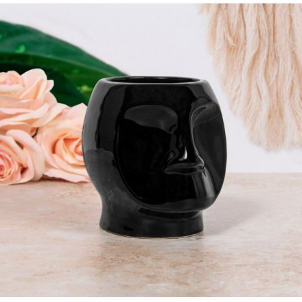 Face Plant Pot Black 12cm