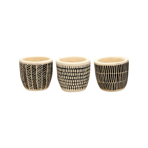 Scandi Boho Mini Cement Planters - Set of 3