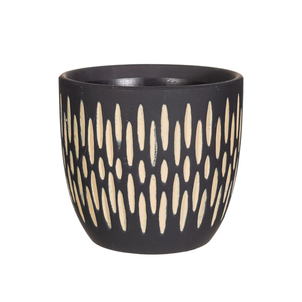 Black Sgraffito Planter