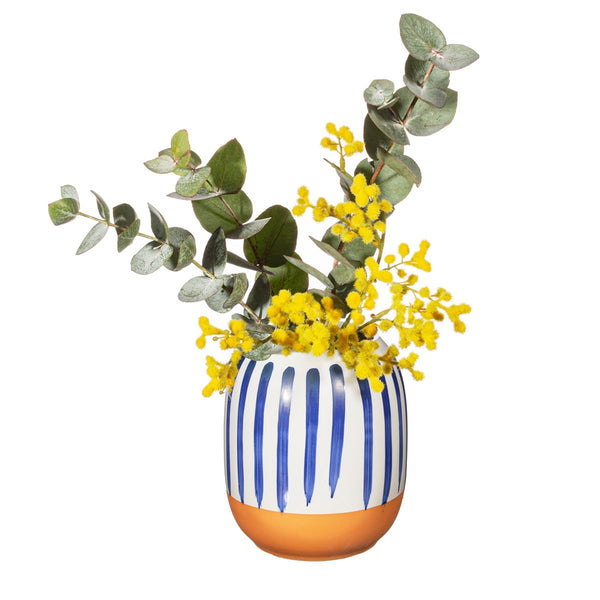 Paros Blue Stripe Vase Small