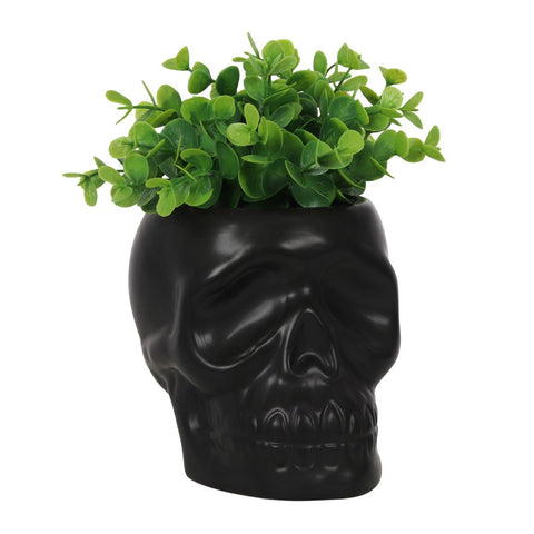 Black Ceramic Skull Plant Pot