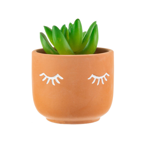 Mini Eyes Shut Terracotta Planter