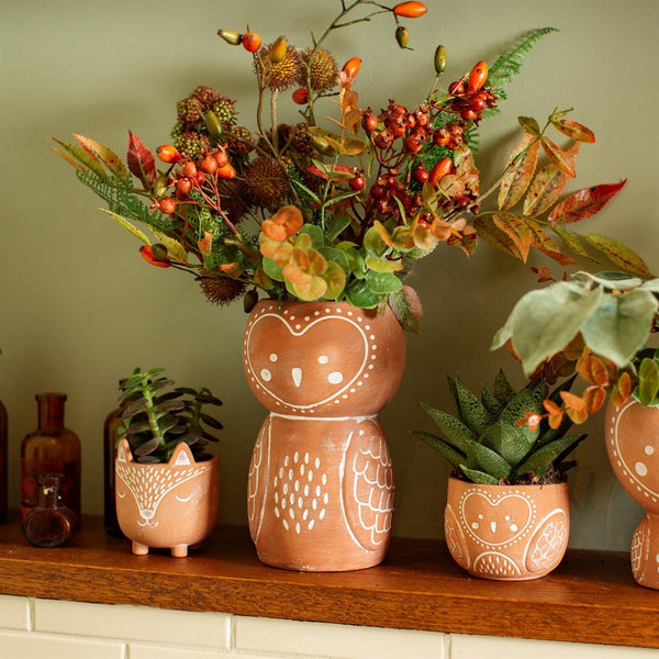 Olivia Owl Terracotta Vase