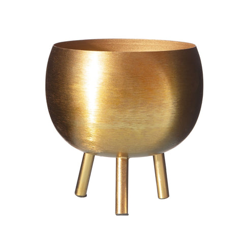 Matte Gold Metal Planter on Legs Medium