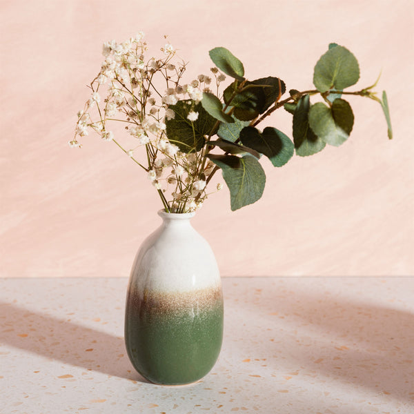 Dip Glazed Ombre Green Vase