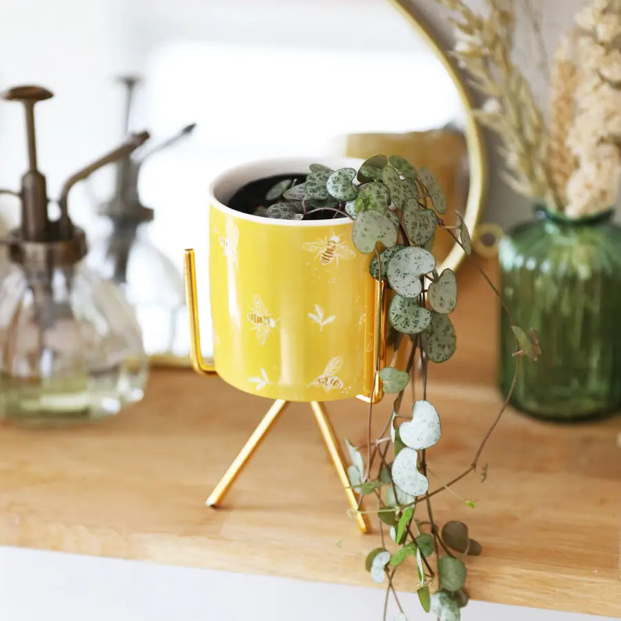 Yellow Bee Planter With Stand