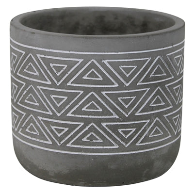 Totem Cachepot, Cement, Double Triangle - Grey