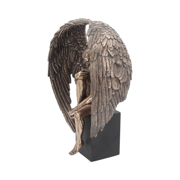 Bronzed Religious Contemplative Angel's Reflection Figurine